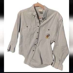 Disney Store Men's Medium Light Blue Casual Shirt With Mickey Mouse Pocket